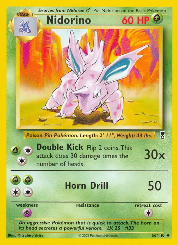 2002 Legendary Collection Nidorino #056/110 Uncommon card image