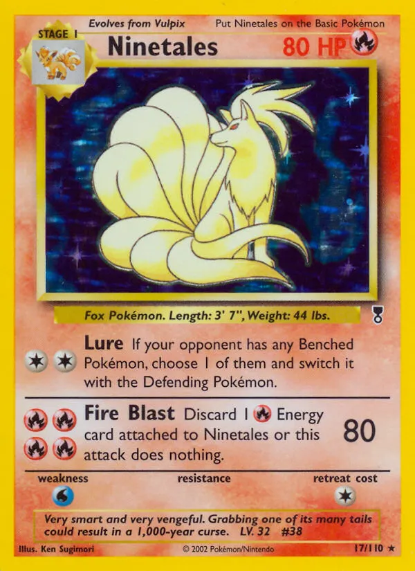 2002 Legendary Collection Ninetales Rare Holo #017/110 Rare Holo card image