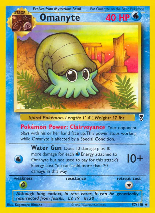 2002 Legendary Collection Omanyte Uncommon #057/110 Uncommon card image