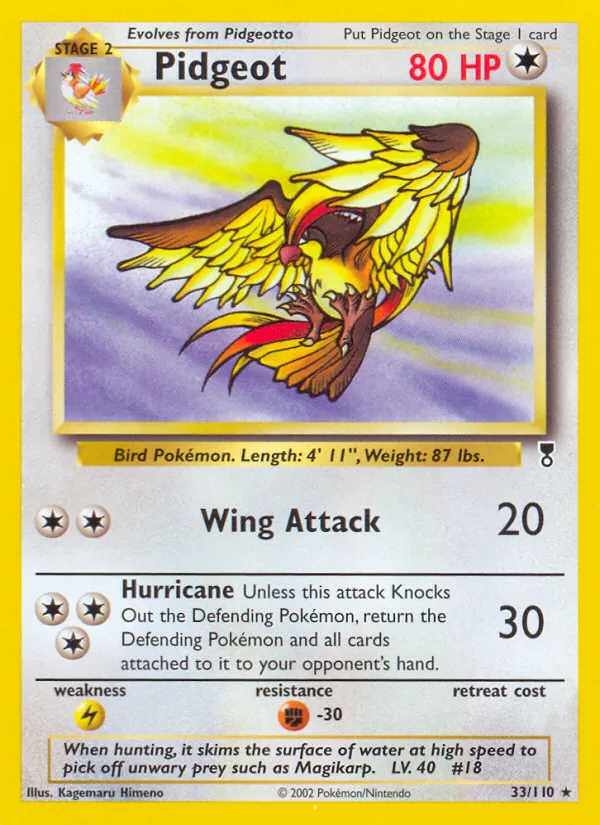 2002 Legendary Collection Pidgeot #033/110 Rare card image