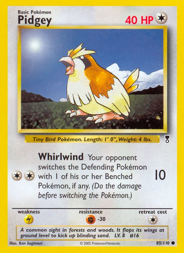 2002 Legendary Collection Pidgey Common #085/110 Common card image