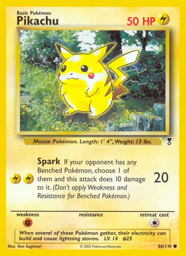 2002 Legendary Collection Pikachu #086/110 Common card image