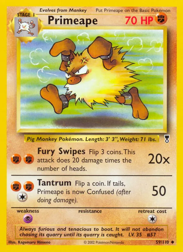 2002 Legendary Collection Primeape #059/110 Uncommon card image