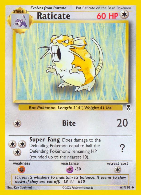 2002 Legendary Collection Raticate Uncommon #061/110 Uncommon card image