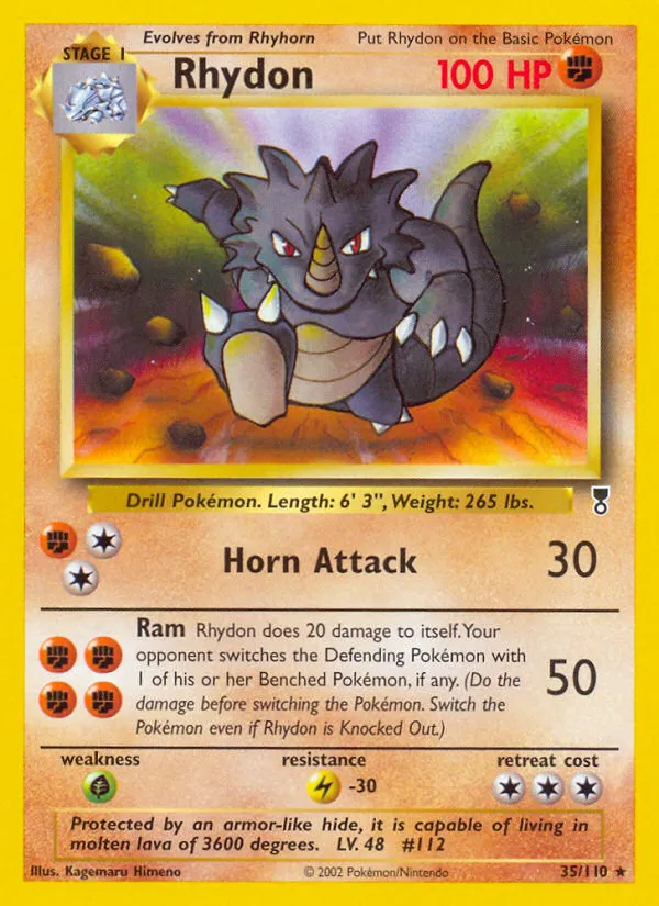 2002 Legendary Collection Rhydon #035/110 Rare card image