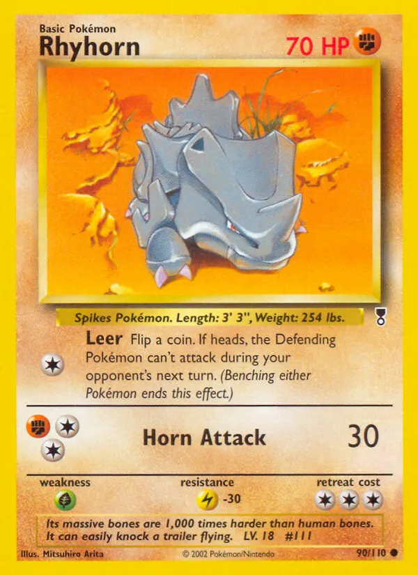 2002 Legendary Collection Rhyhorn #090/110 Common card image