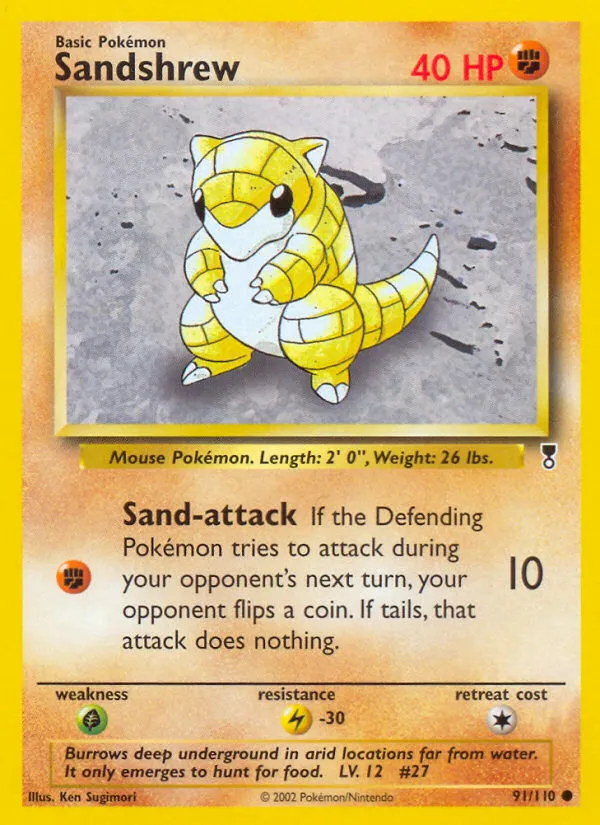 2002 Legendary Collection Sandshrew Common #091/110 Common card image