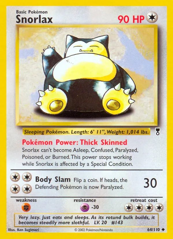 2002 Legendary Collection Snorlax #064/110 Uncommon card image