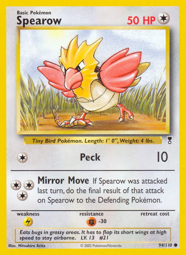 2002 Legendary Collection Spearow Common #094/110 Common card image