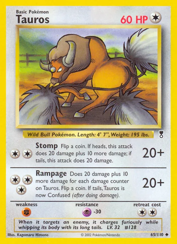 2002 Legendary Collection Tauros #065/110 Uncommon card image