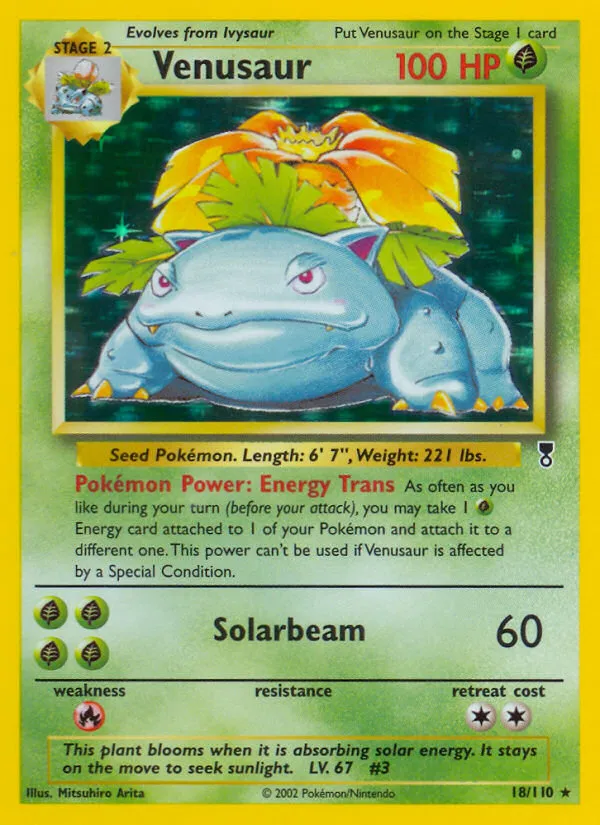 2002 Legendary Collection Venusaur Rare Holo #018/110 Rare Holo card image