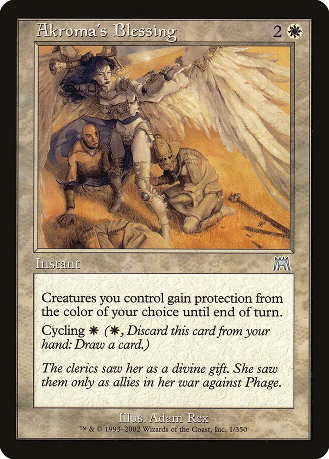 2002 Onslaught Akroma's Blessing uncommon #1 uncommon card image