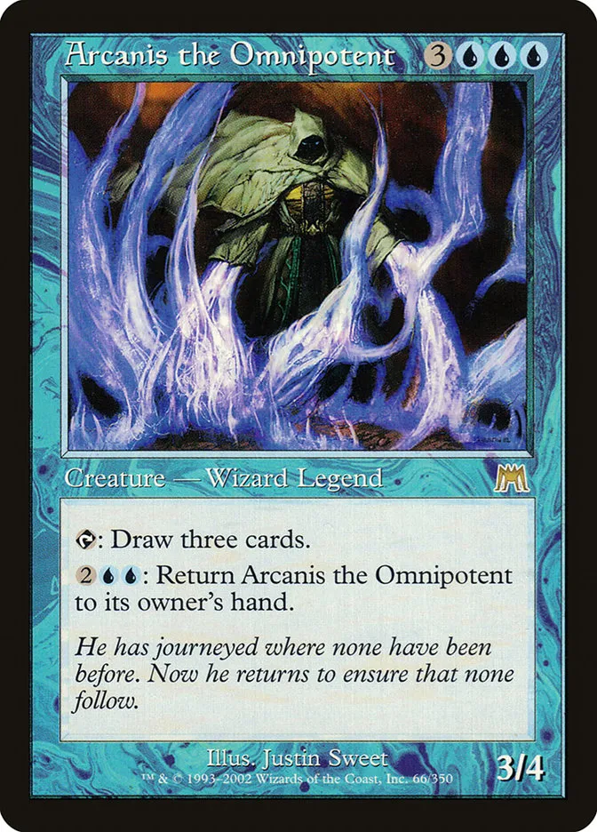 2002 Onslaught Arcanis the Omnipotent #66 rare card image