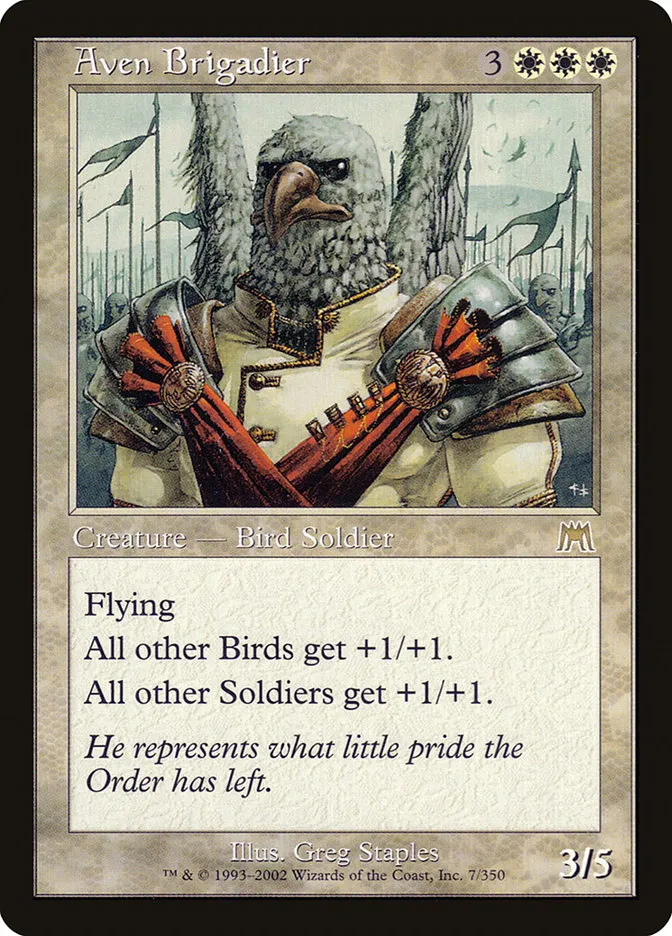 2002 Onslaught Aven Brigadier [Foil] rare #7 rare card image