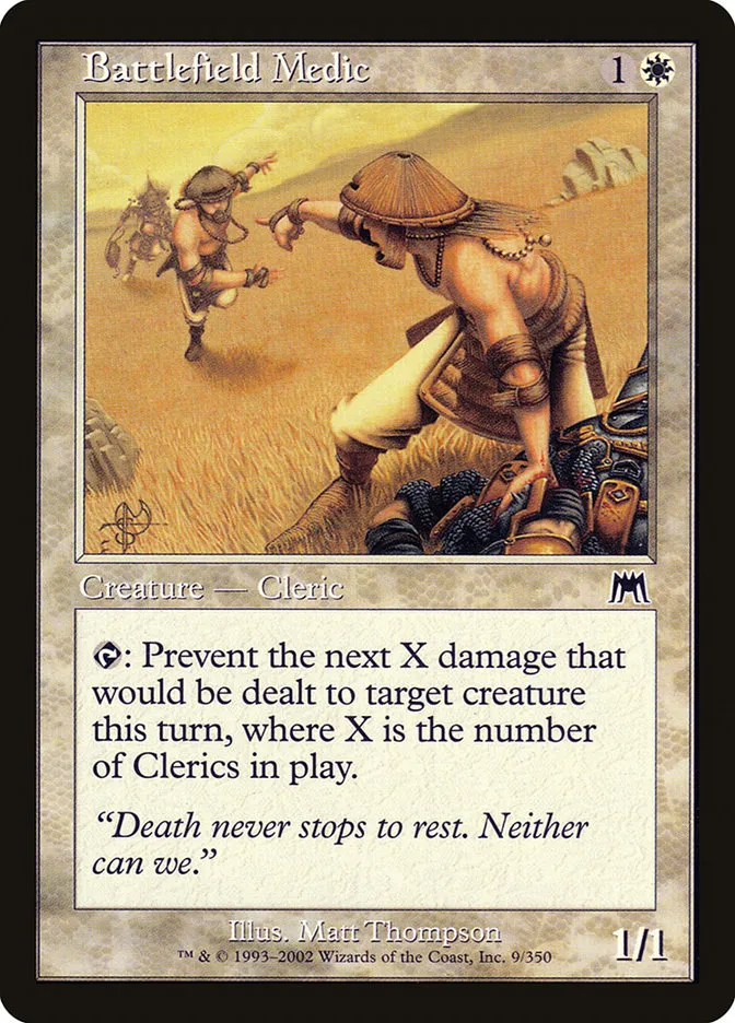 2002 Onslaught Battlefield Medic common #9 common card image