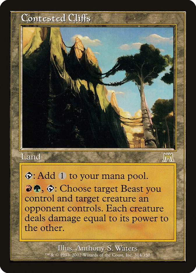 2002 Onslaught Contested Cliffs rare #314 rare card image