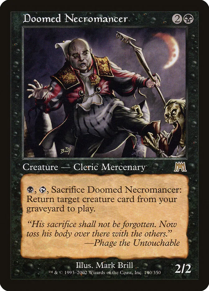 2002 Onslaught Doomed Necromancer rare #140 rare card image