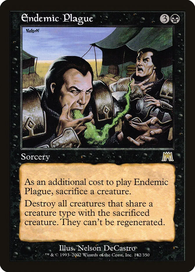 2002 Onslaught Endemic Plague rare #142 rare card image