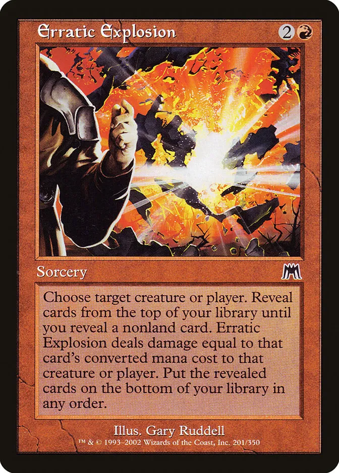 2002 Onslaught Erratic Explosion common #201 common card image