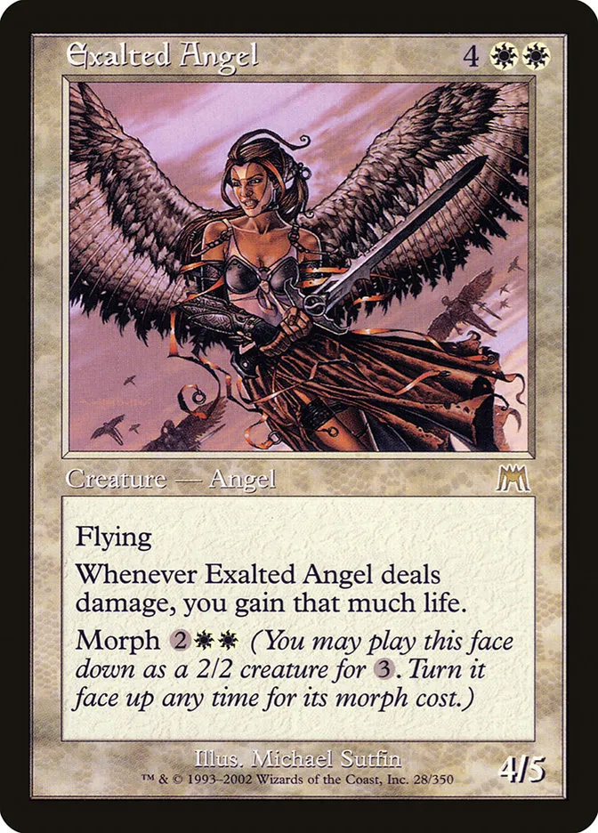 2002 Onslaught Exalted Angel #28 rare card image