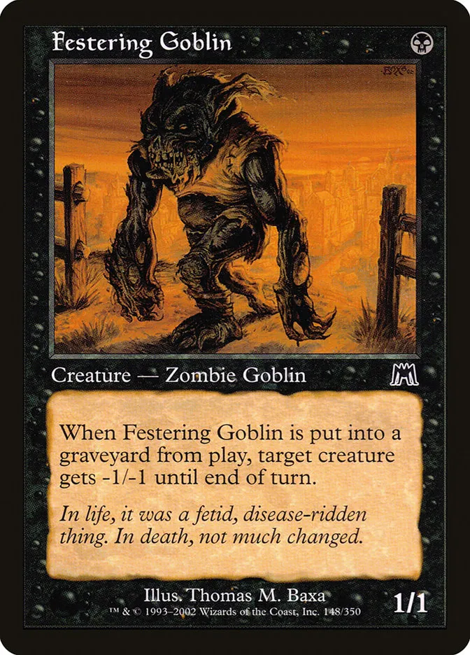 2002 Onslaught Festering Goblin common #148 common card image