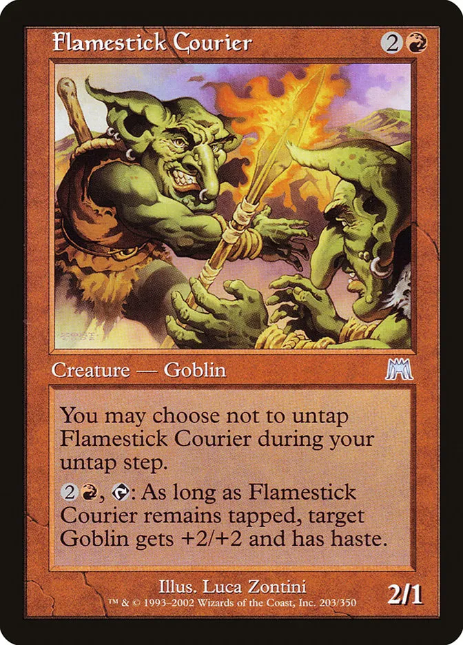 2002 Onslaught Flamestick Courier uncommon #203 uncommon card image