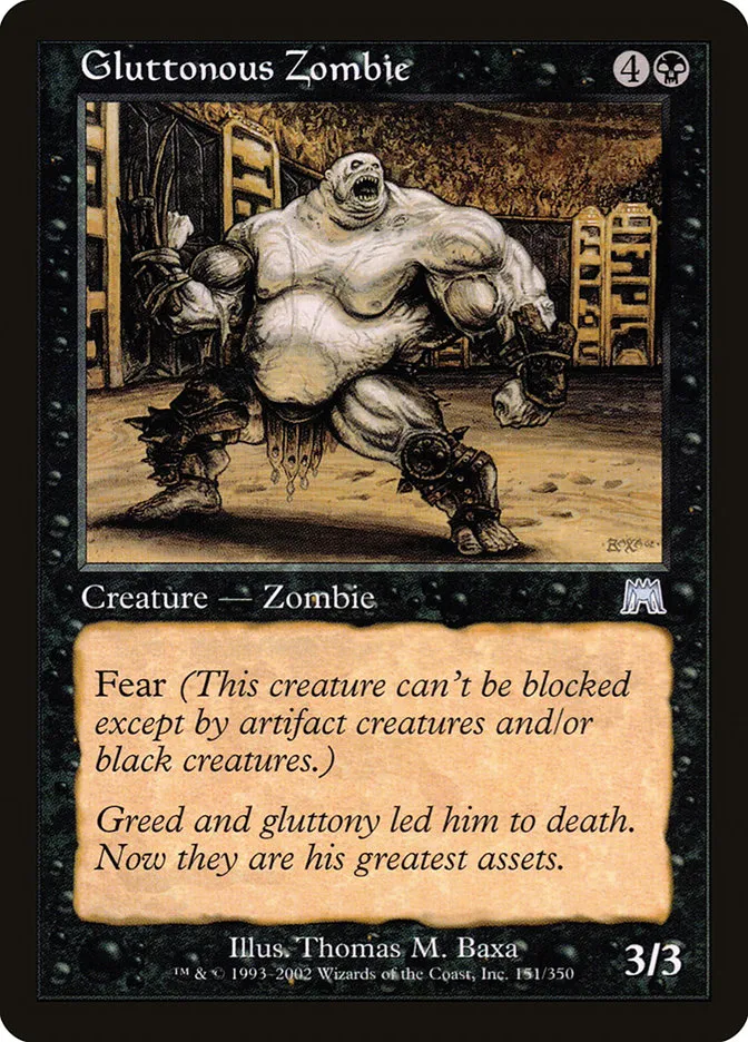 2002 Onslaught Gluttonous Zombie uncommon #151 uncommon card image