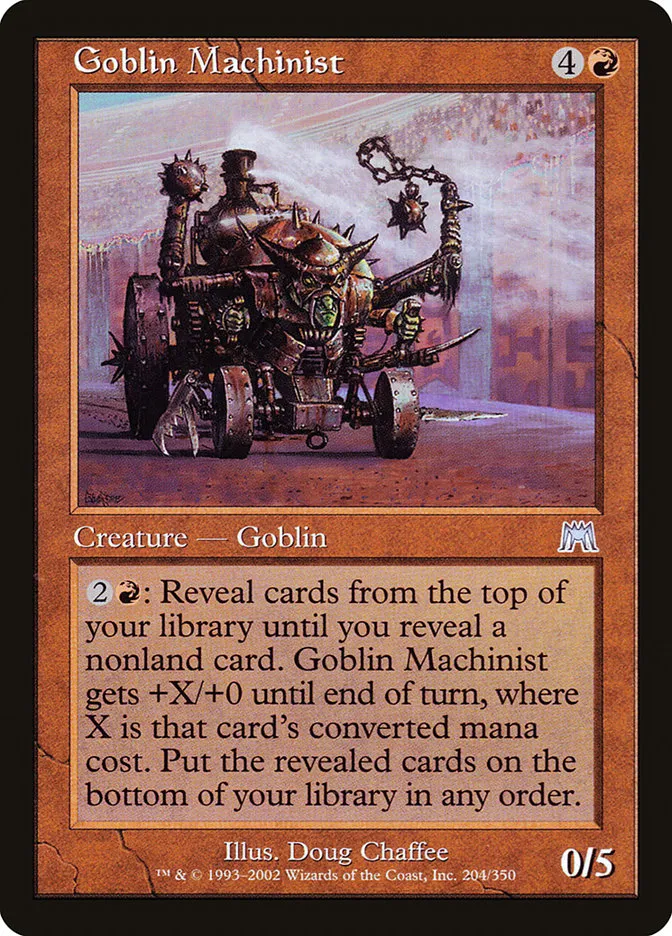 2002 Onslaught Goblin Machinist uncommon #204 uncommon card image