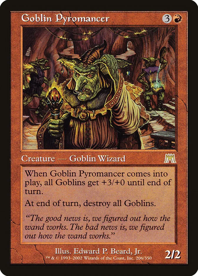 2002 Onslaught Goblin Pyromancer rare #206 rare card image