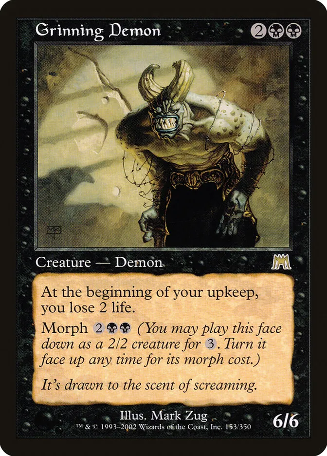 2002 Onslaught Grinning Demon rare #153 rare card image