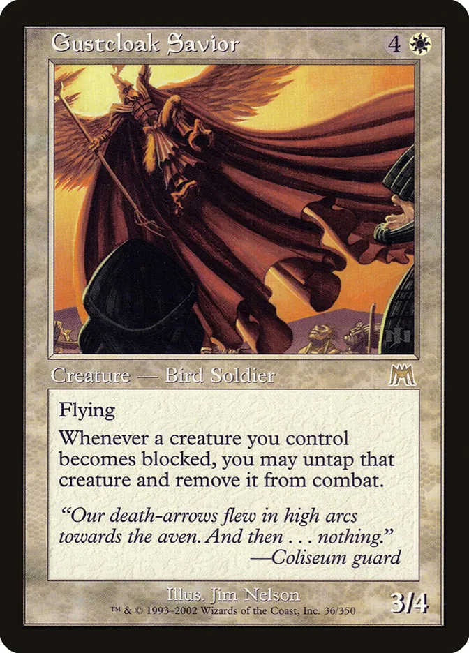 2002 Onslaught Gustcloak Savior rare #36 rare card image