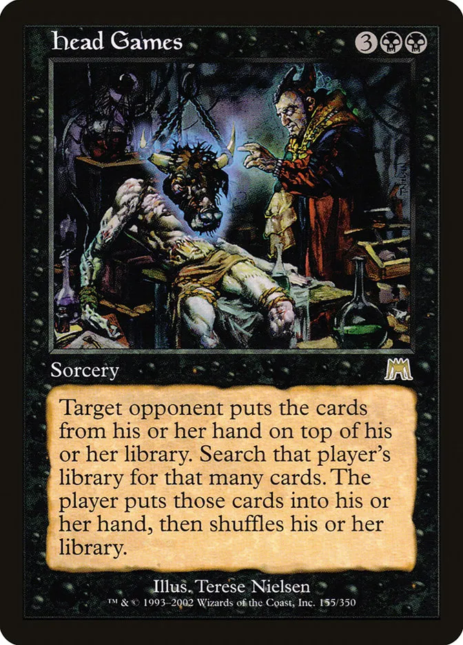 2002 Onslaught Head Games #155 rare card image