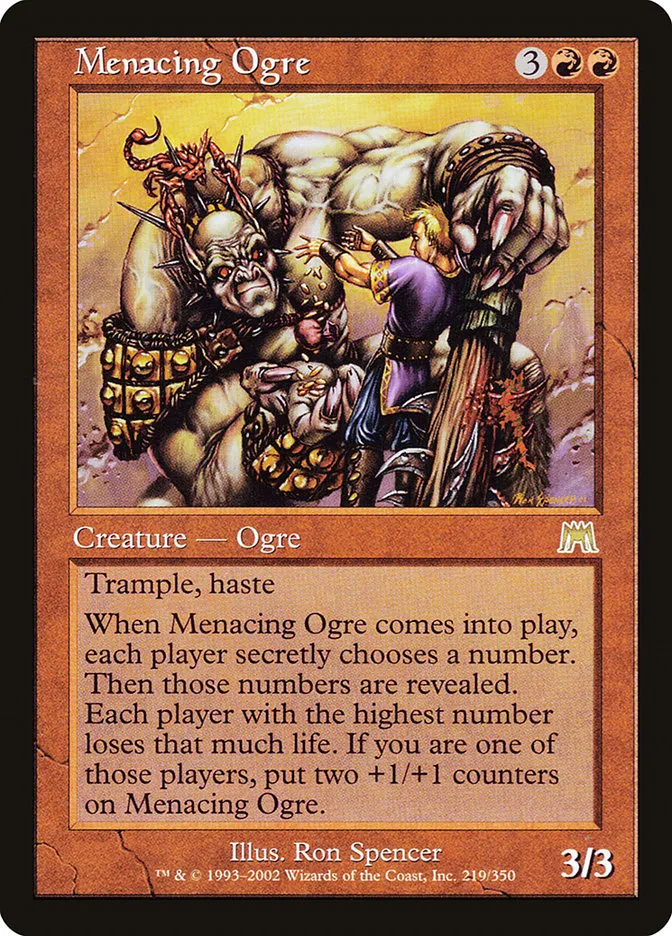 2002 Onslaught Menacing Ogre #219 rare card image