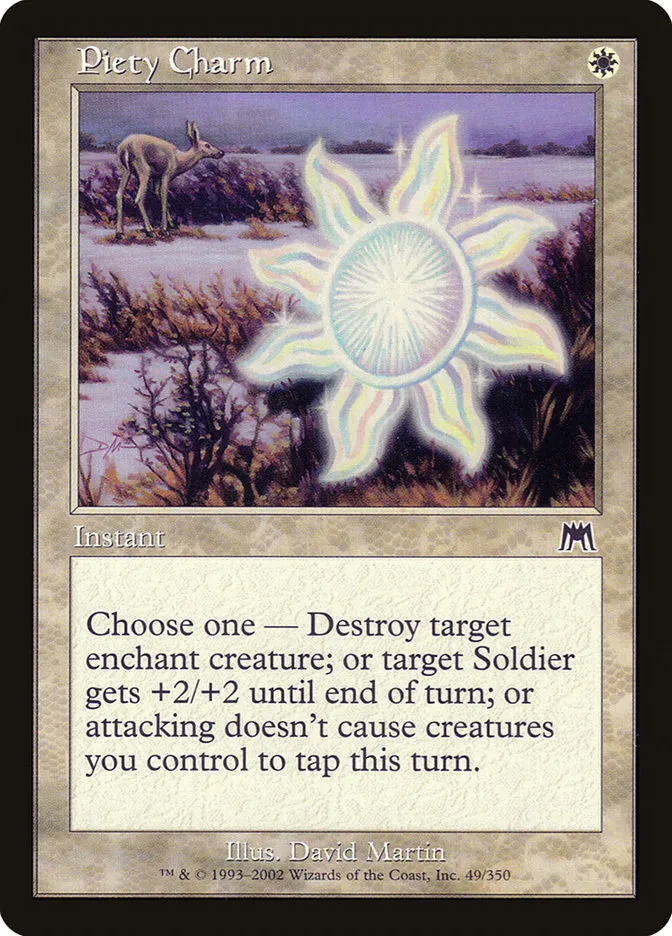 2002 Onslaught Piety Charm common #49 common card image