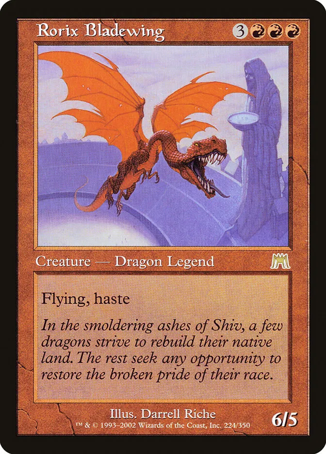 2002 Onslaught Rorix Bladewing rare #224 rare card image