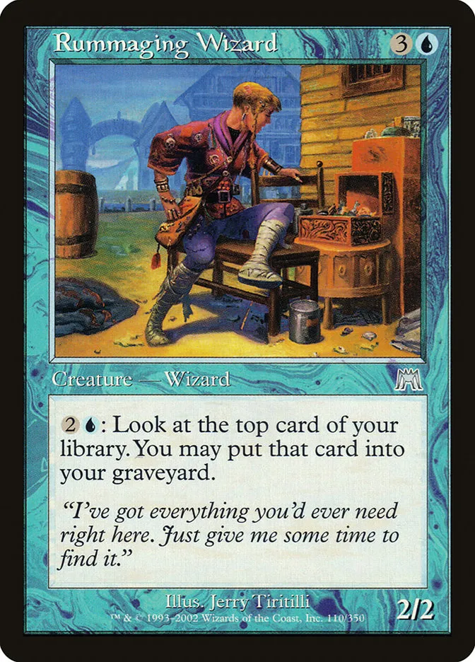 2002 Onslaught Rummaging Wizard uncommon #110 uncommon card image