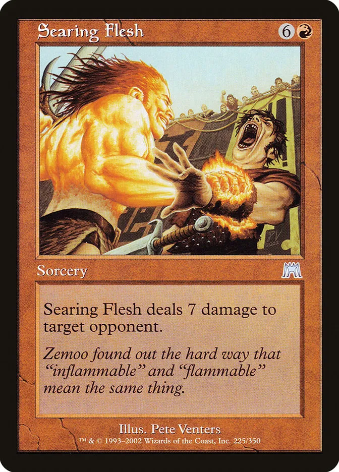 2002 Onslaught Searing Flesh #225 uncommon card image