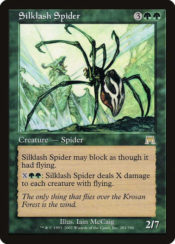 2002 Onslaught Silklash Spider [Foil] rare #281 rare card image