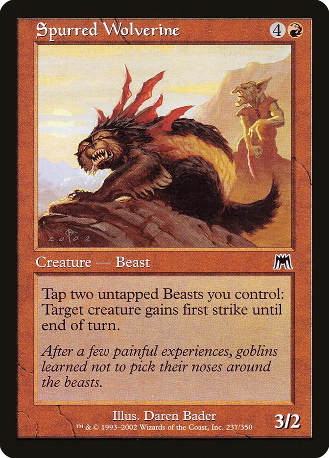 2002 Onslaught Spurred Wolverine common #237 common card image