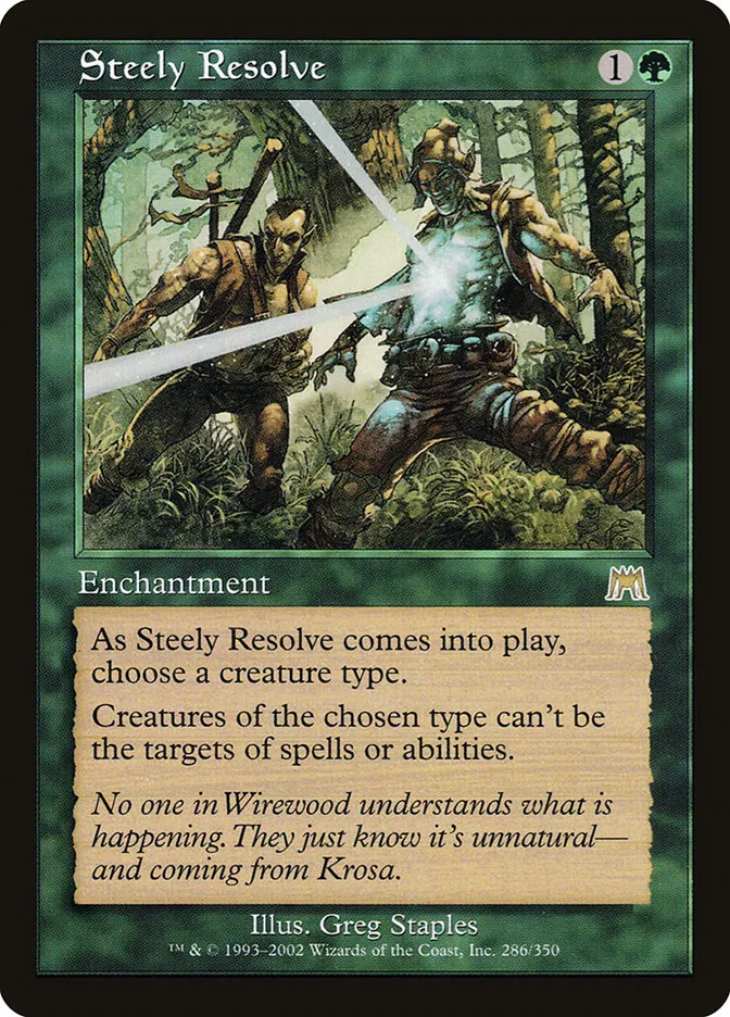 2002 Onslaught Steely Resolve rare #286 rare card image