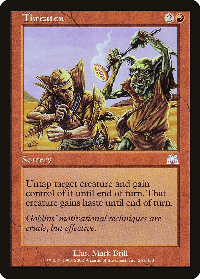 2002 Onslaught Threaten uncommon #241 uncommon card image