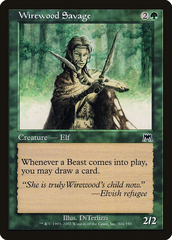2002 Onslaught Wirewood Savage common #304 common card image