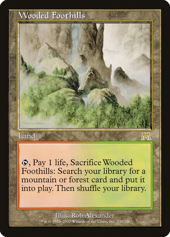 2002 Onslaught Wooded Foothills [Foil] rare #330 rare card image