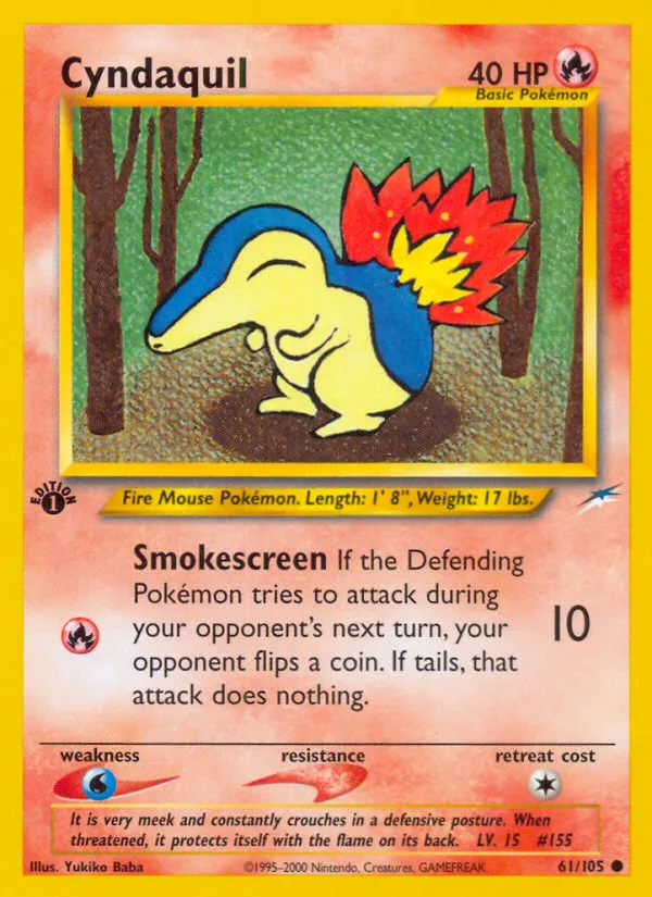 2002 Neo Destiny Cyndaquil #061/105 Common card image