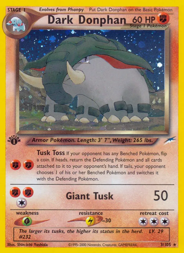 2002 Neo Destiny Dark Donphan #003/105 Rare Holo card image