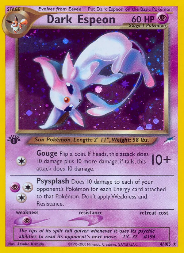 2002 Neo Destiny Dark Espeon #004/105 Rare Holo card image