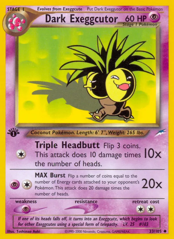 2002 Neo Destiny Dark Exeggutor Uncommon #033/105 Uncommon card image