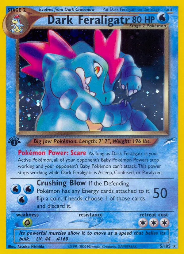 2002 Neo Destiny Dark Feraligatr #005/105 Rare Holo card image