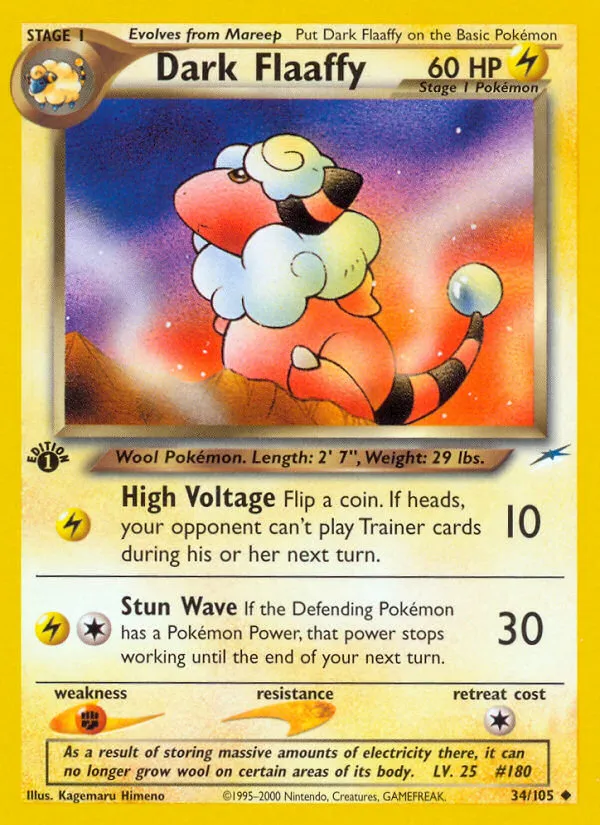 2002 Neo Destiny Dark Flaaffy Uncommon #034/105 Uncommon card image