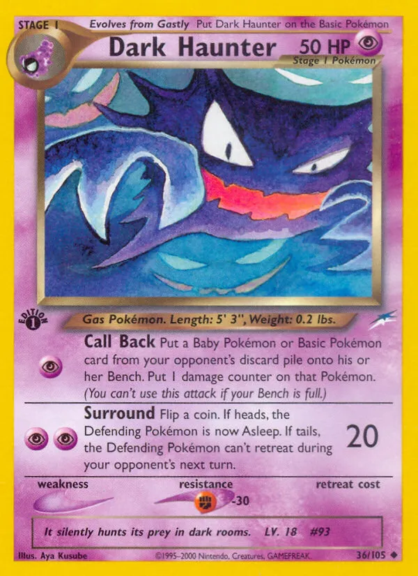 2002 Neo Destiny Dark Haunter #036/105 Uncommon card image